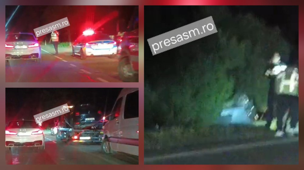 FOTO. Un tânăr a adormit la volan și a provocat un accident în lanț pe DN19, în județul Satu Mare