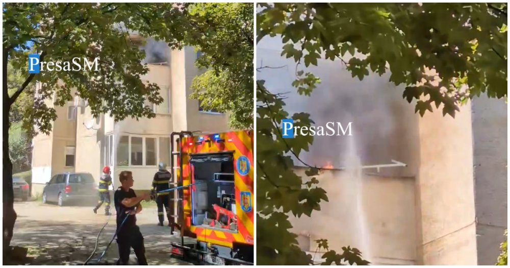 VIDEO. Incendiu într-un bloc din Cartierul Micro 15. Degajări mari de fum, pompierii s-au mobilizat 