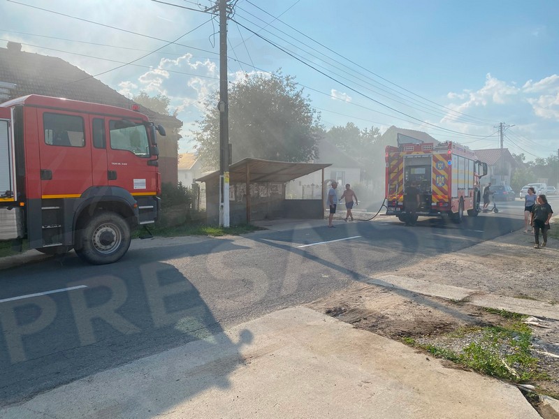 FOTOGALERIE. Intervenție în forță la Nisipeni. Baloți de fân au luat foc, pompierii încearcă să limiteze incendiul