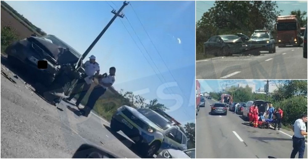 FOTO/VIDEO. FOTO. Impact frontal, cu victime, pe DN19 Două mașini s-au ciocnit între Satu Mare și Botiz