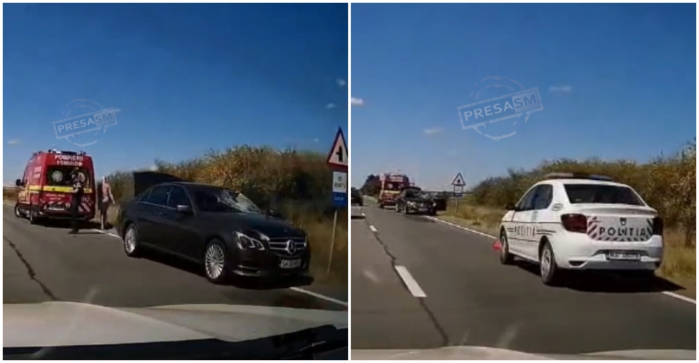 VIDEO. Accident la ieșirea din Seini spre Apa. O persoană a fost rănită, intervine SMURD