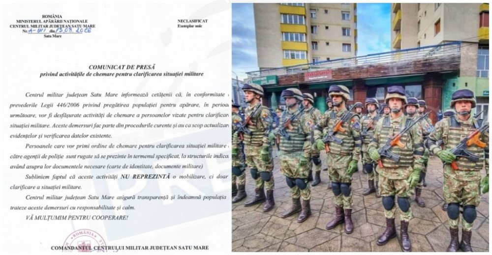 Unii sătmăreni vor primi ordine de chemare prin Poliție. Armata explică motivul și cere populației să nu intre în panică