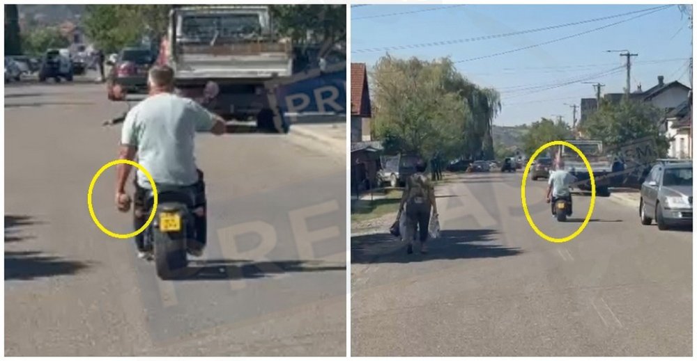 VIDEO. Viceprimar din Satu Mare, plimbare cu O BOMBĂ REALĂ, pe scuter. Polițistul a încremenit când l-a văzut