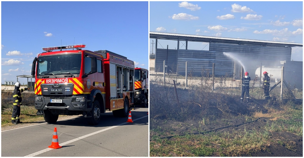 FOTO. Pericol uriaș de EXPLOZIE! Flăcările amenințau două rezervoare de GPL în județul Satu Mare
