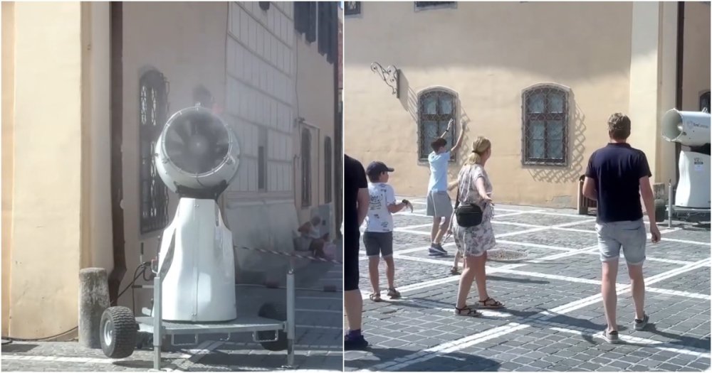 VIDEO. Soluție inedită împotriva arșiței. Ce metodă de răcorire a locuitorilor s-a găsit într-un oraș din țară
