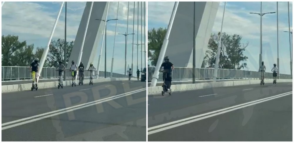 VIDEO. Risc uriaș pe Podul Transilvania. Copii cu trotinetele pe carosabil, într-o zonă unde se circulă cu viteză